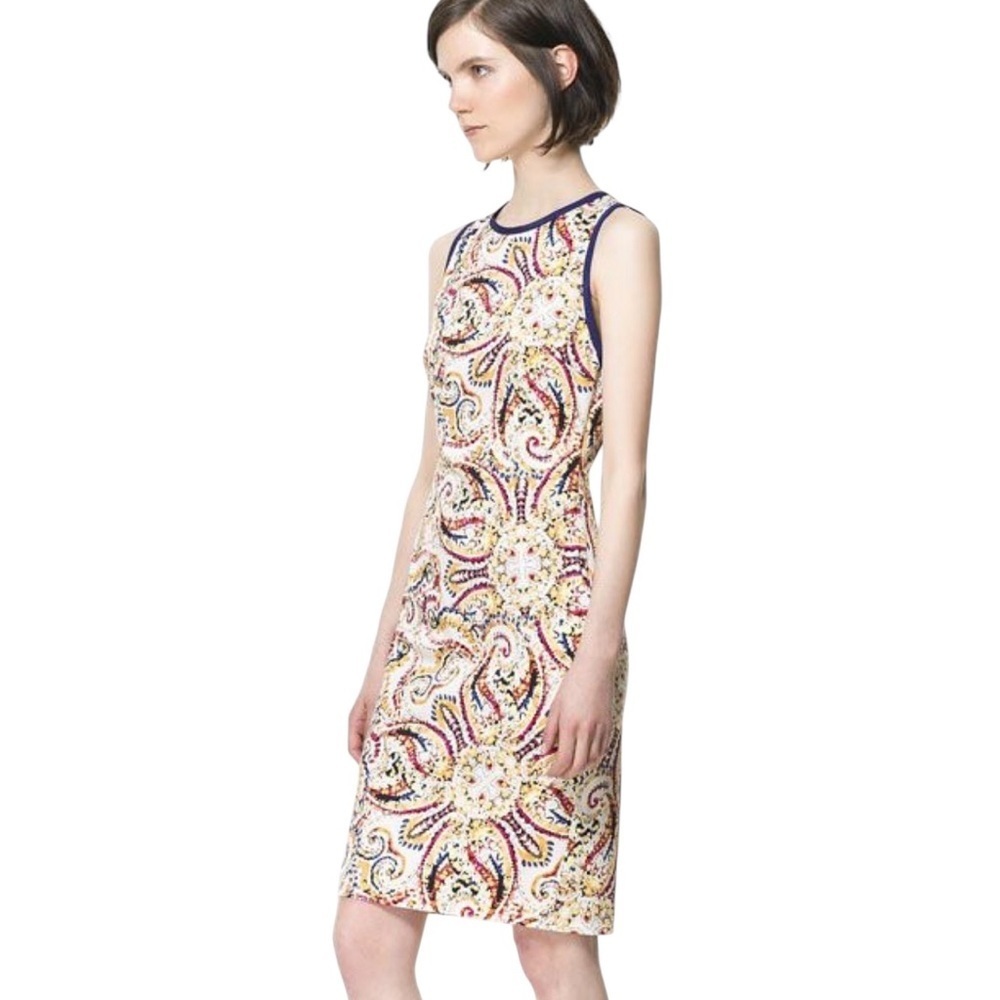 Zara Woman Paisley Print Open Back Design Dress